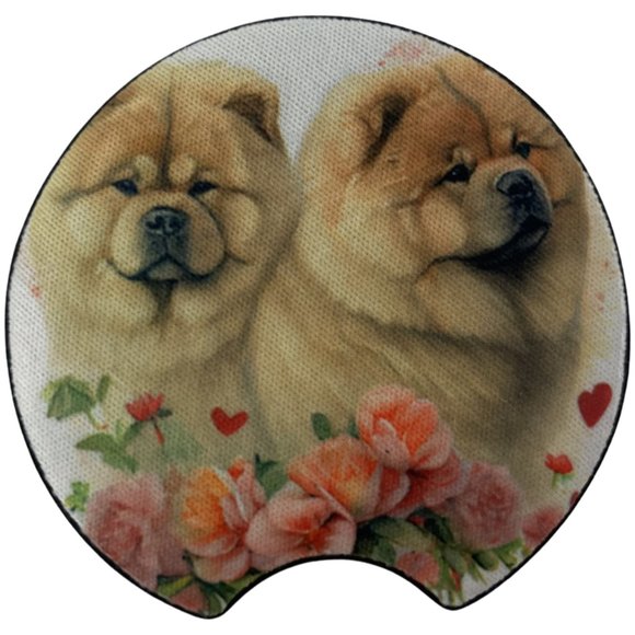 Car Coasters Chow Chow Dog Life Roses Set of 2 Neoprene Absorbent Sassy Hippo - Picture 3 of 9